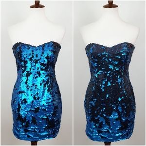 Charlotte Russe Strapless Flip Sequin Dress